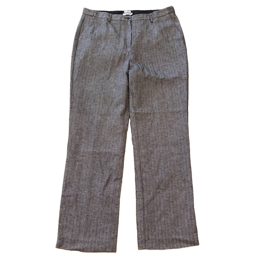 LL Bean Womens 18 Black White Herringbone Classic Fit Cotton 36x31 Lined Pants